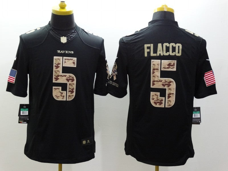 Men's Baltimore Ravens Joe Flacco #5 Black Player Game Jerseys