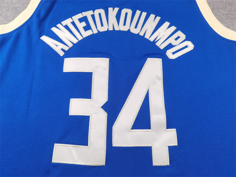 Men's Milwaukee Bucks Giannis Antetokounmpo #34 Royal 2024/25 Swingman Player Jerseys - City Edition
