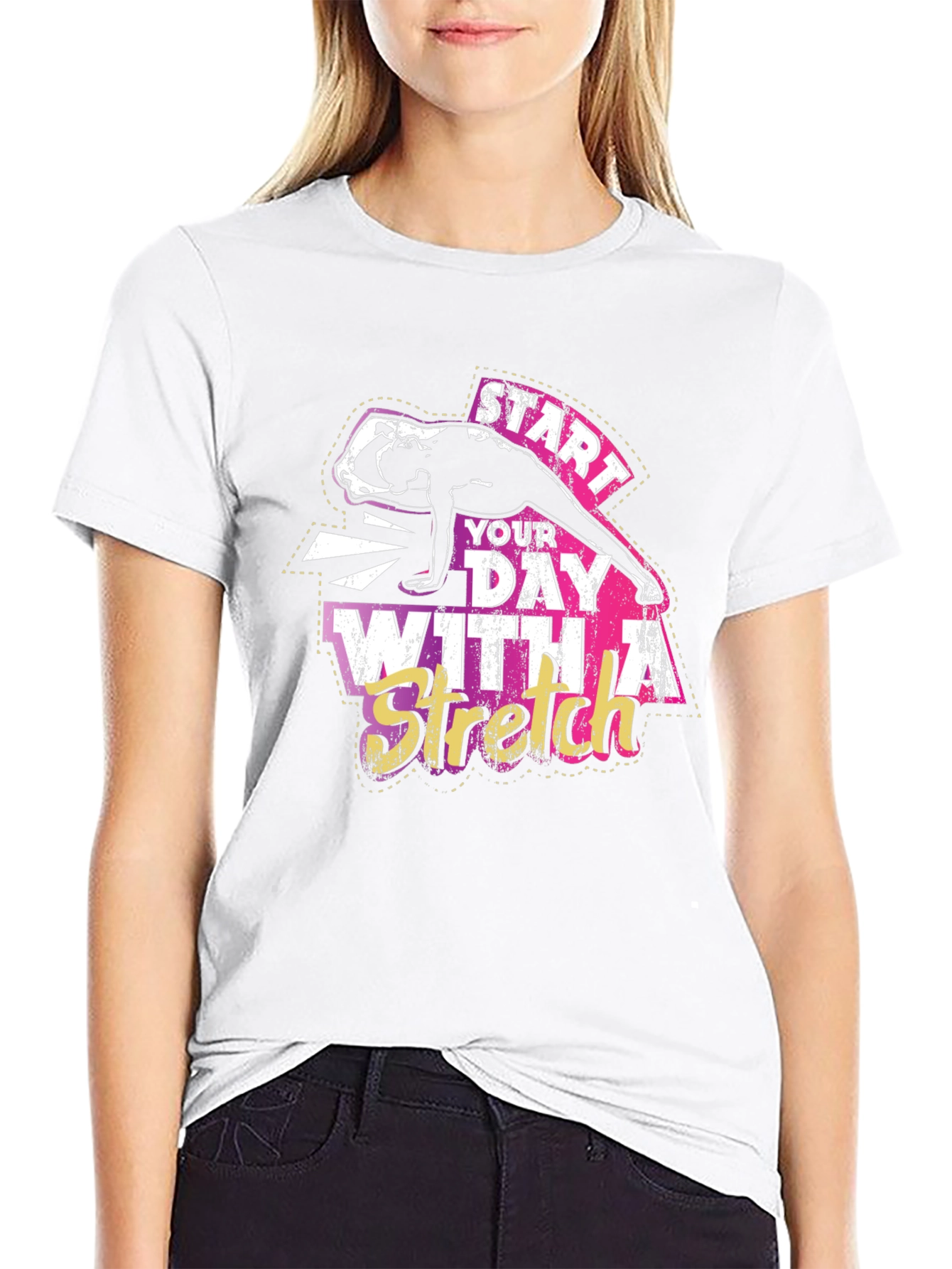 Start Your Day With A Stretch Black T-Shirt