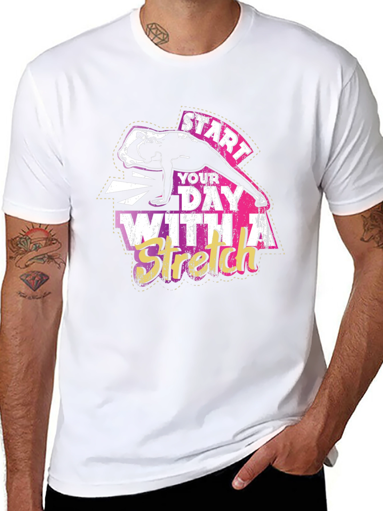 Start Your Day With A Stretch Black T-Shirt