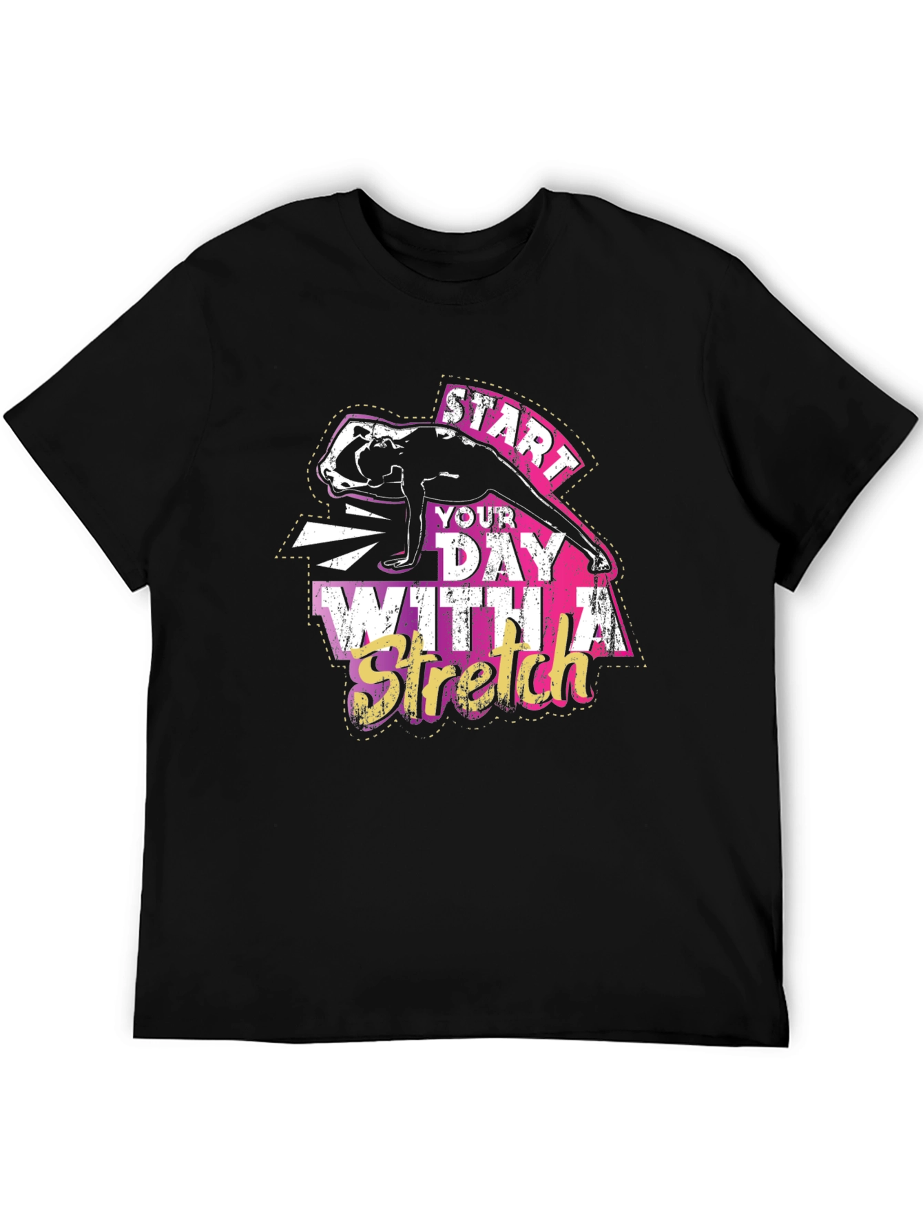 Start Your Day With A Stretch Black T-Shirt