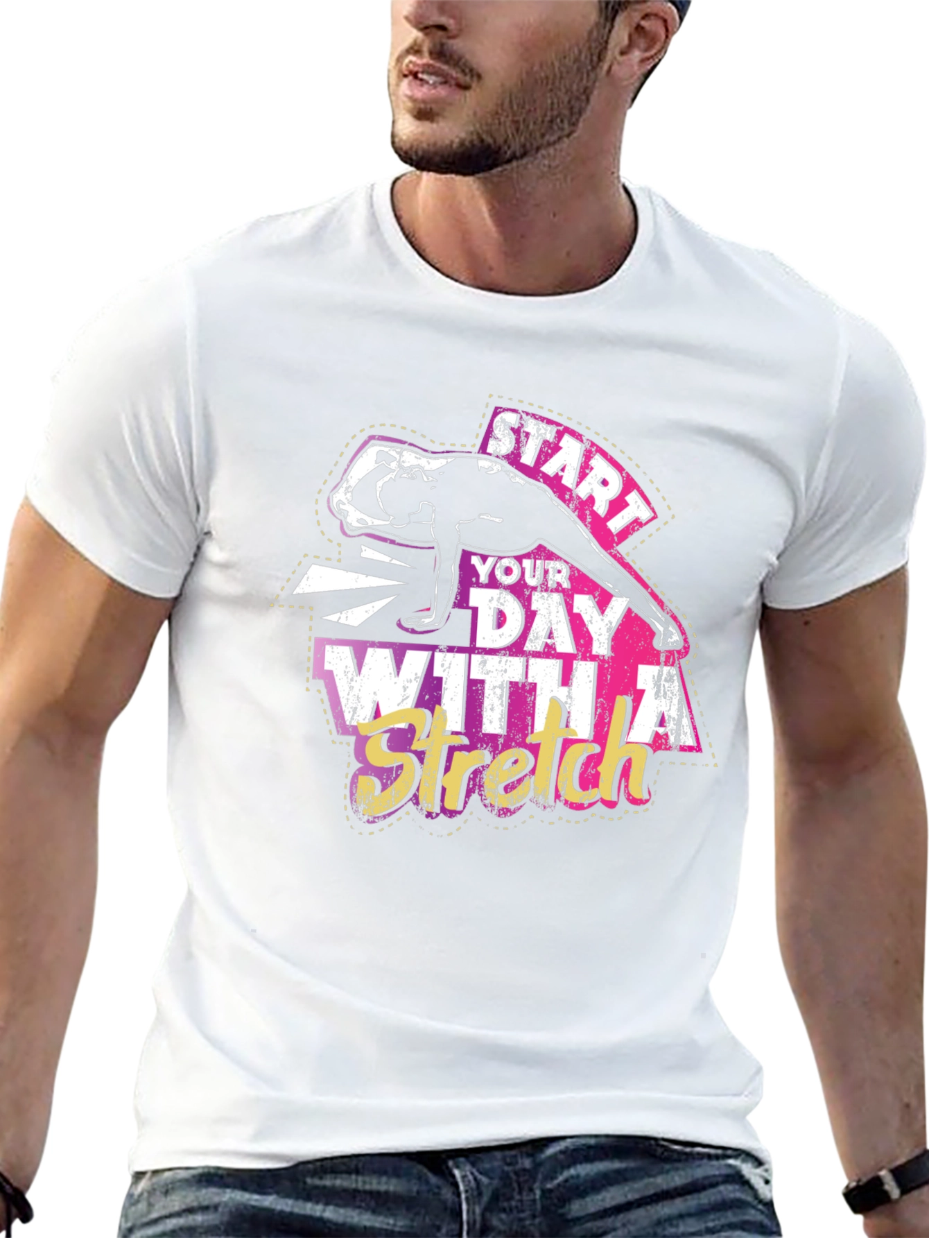 Start Your Day With A Stretch Black T-Shirt