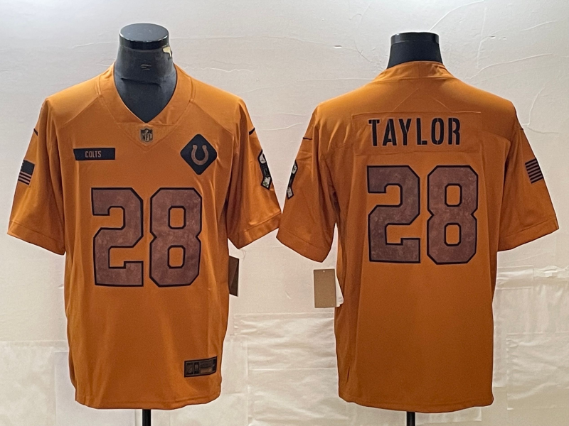 Men's Indianapolis Colts Jonathan Taylor #28 Brown 2023 Salute To Service Limited Jerseys