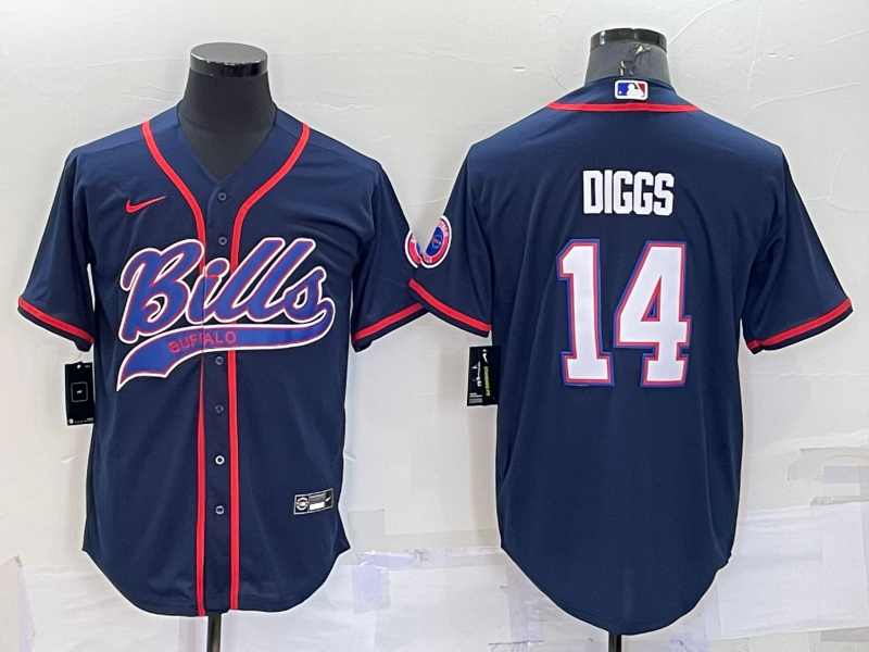 Men's Buffalo Bills Stefon Diggs #14 Navy Game Jerseys Joint Edition