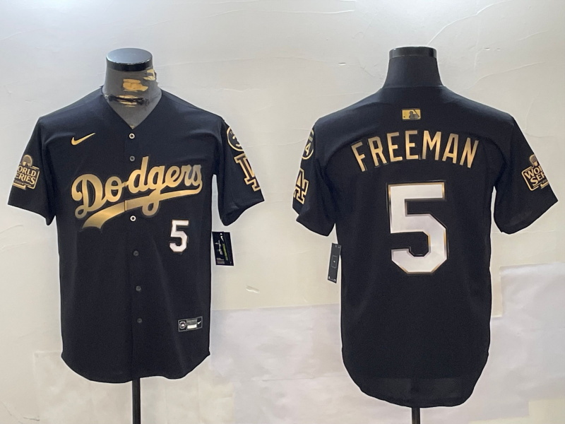 Men's Los Angeles Dodgers Freddie Freeman #5 Black Game Player Jerseys