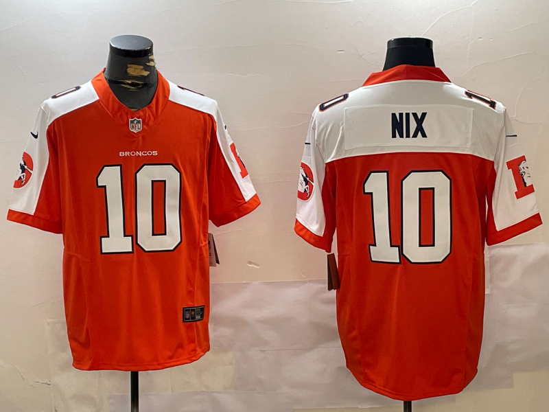 Men's Denver Broncos Bo Nix #10 Orange Player Game Jerseys