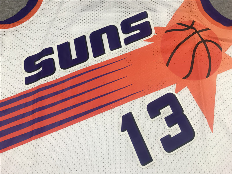 Men's Phoenix Suns Steve Nash #13 White 1996-97 Throwback Stitched Jerseys