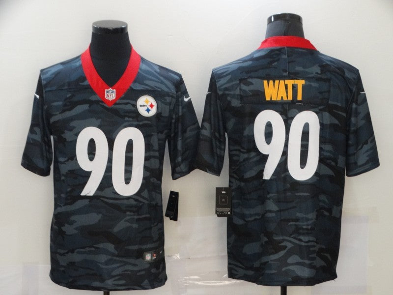 Men's Pittsburgh Steelers T.J. Watt #90 Gray Camouflage Game Jerseys