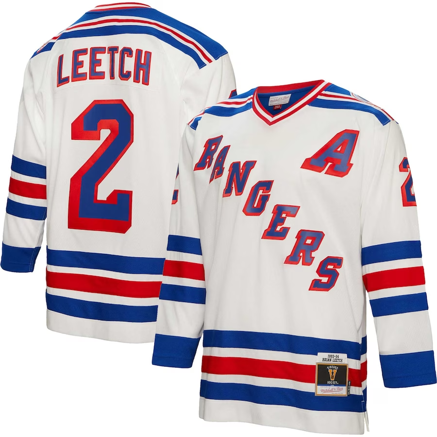 Men's New York Rangers Brian Leetch #2 White Player Game Jerseys