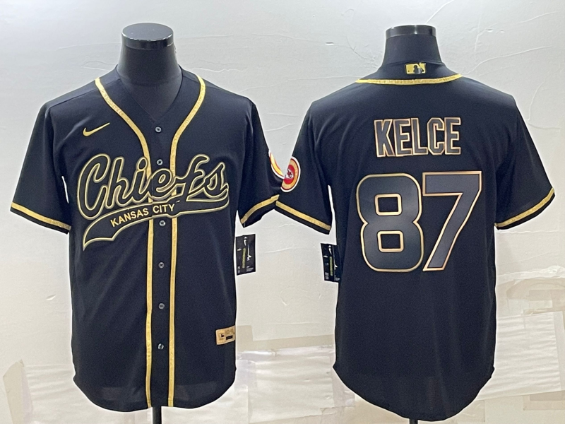 Men's Kansas City Chiefs Travis Kelce #87 Black Player Jerseys Joint Edition