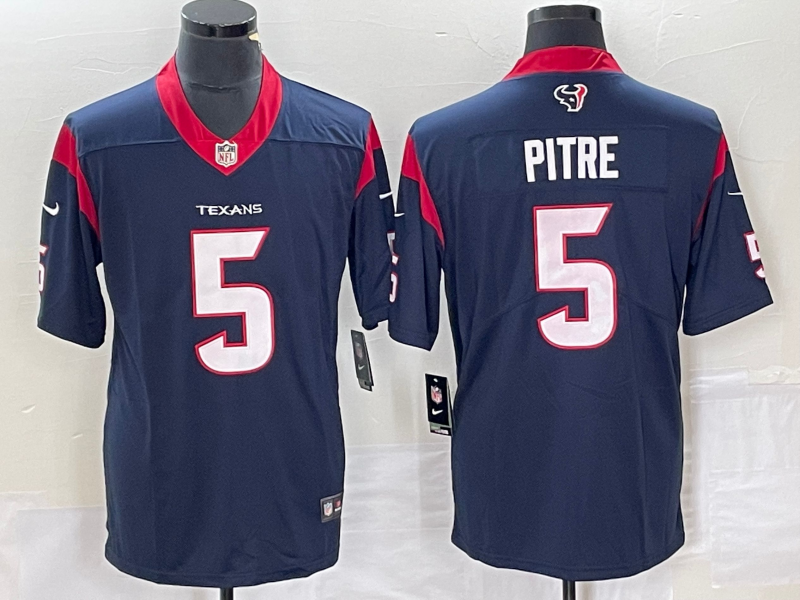 Men's Houston Texans Jalen Pitre #5 Navy Game Player Jerseys