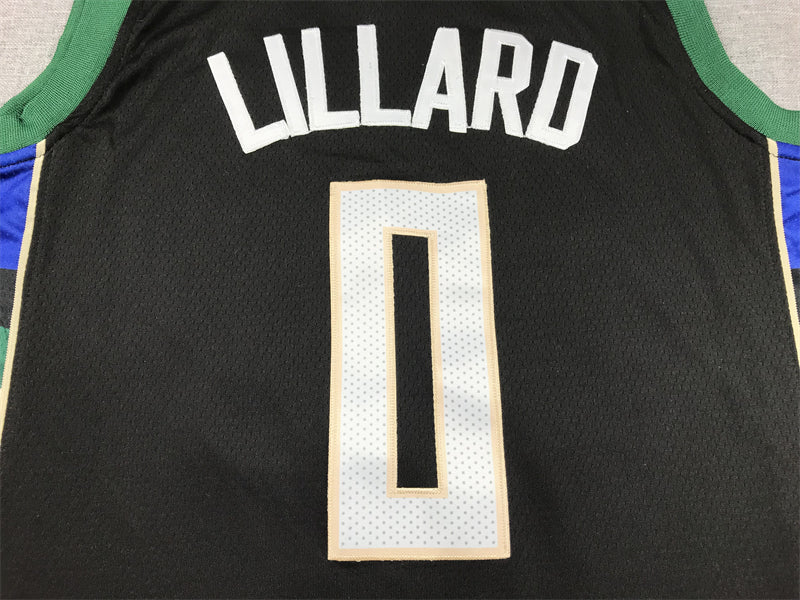 Men's Milwaukee Bucks Damian Lillard #0 Black Swingman Jerseys