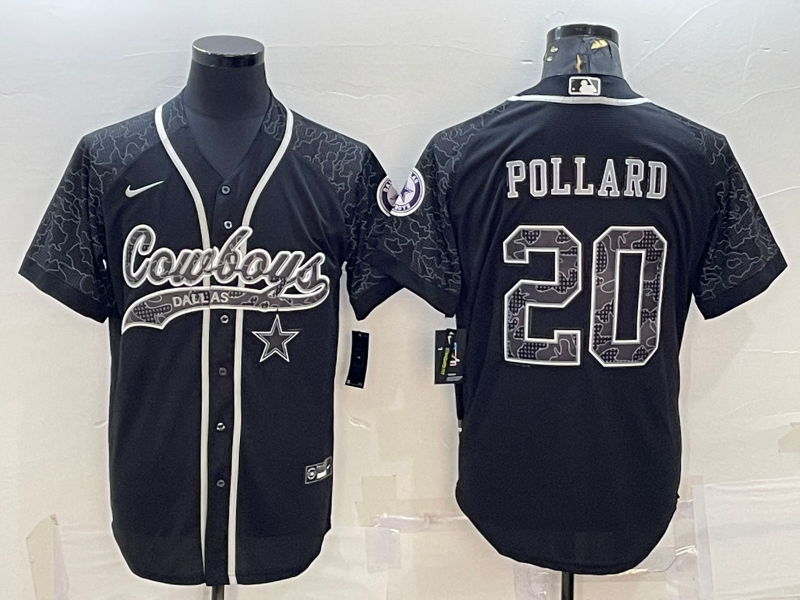 Men's Dallas Cowboys Tony Pollard #20 Black RFLCTV Limited Jerseys Joint Edition