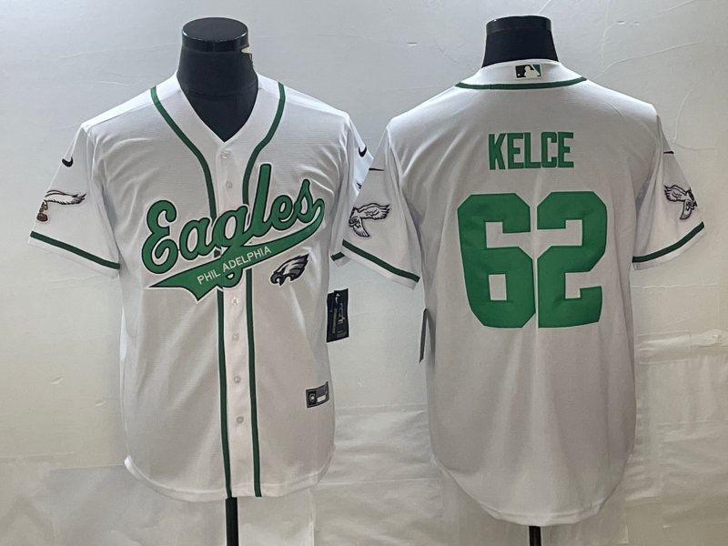 Men's Philadelphia Eagles Jason Kelce #62 White Game Jerseys Joint Edition