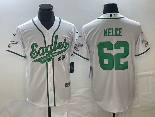 Men's Philadelphia Eagles Jason Kelce #62 White Game Jerseys Joint Edition