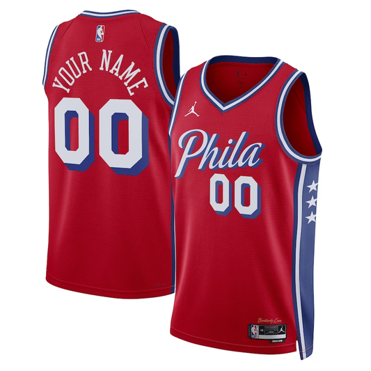 Men's Philadelphia 76ers Red 2022/23 Swingman Custom Jerseys - Statement Edition