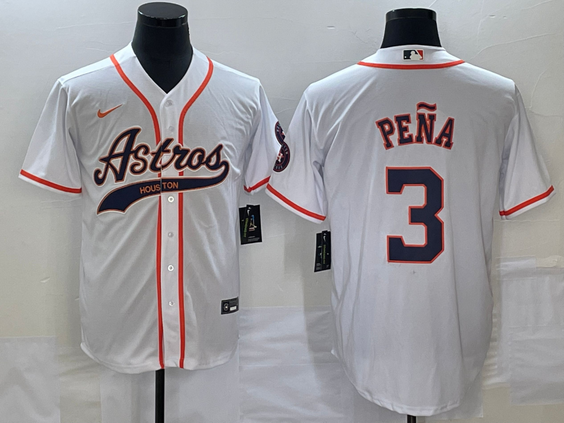 Men's Houston Astros Jeremy Pena #3 White Replica Jerseys Joint Edition
