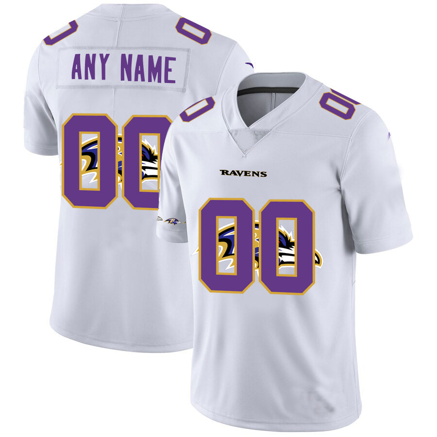 Custom1 Baltimore Ravens White Team Big Logo Vapor Untouchable Limited Jerseys Stitched American Football Jerseys