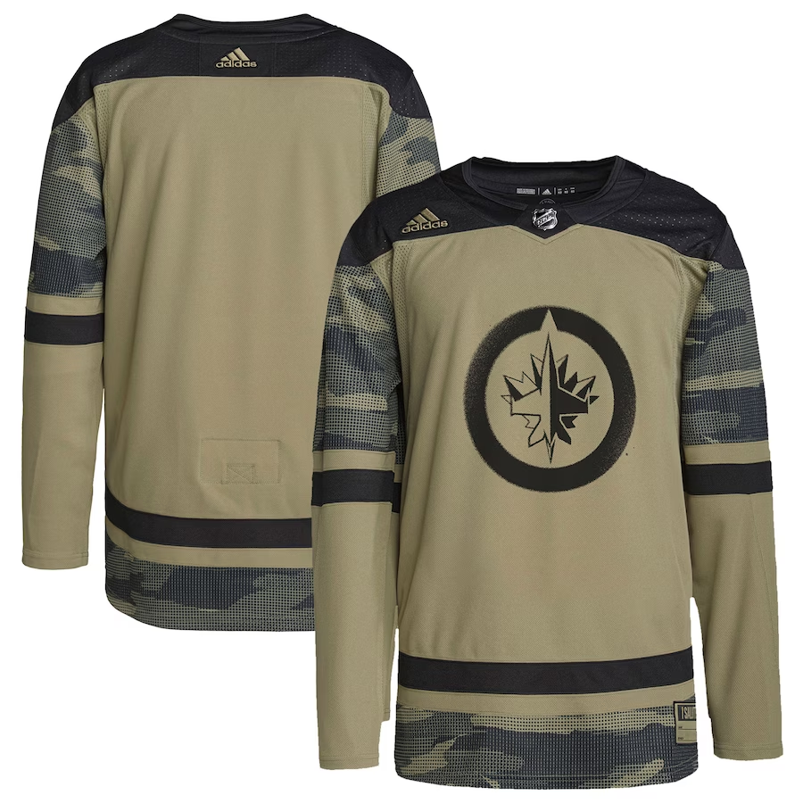 Men's Winnipeg Jets Camo Logo Military Appreciation Team Authentic Practice Blank Jerseys