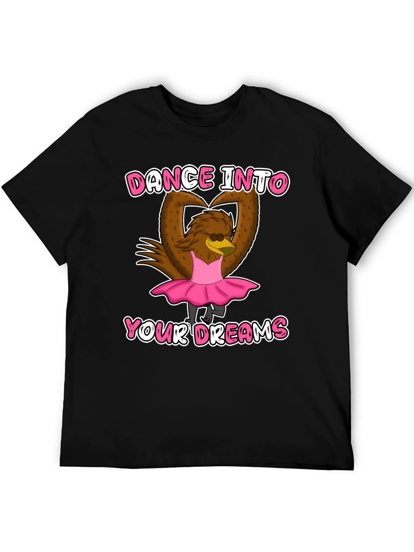 Dance Dreams T-Shirt: Ballerina Cartoon Bird Tee