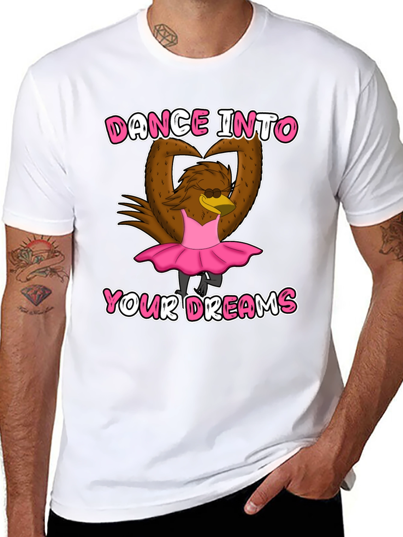 Dance Dreams T-Shirt: Ballerina Cartoon Bird Tee