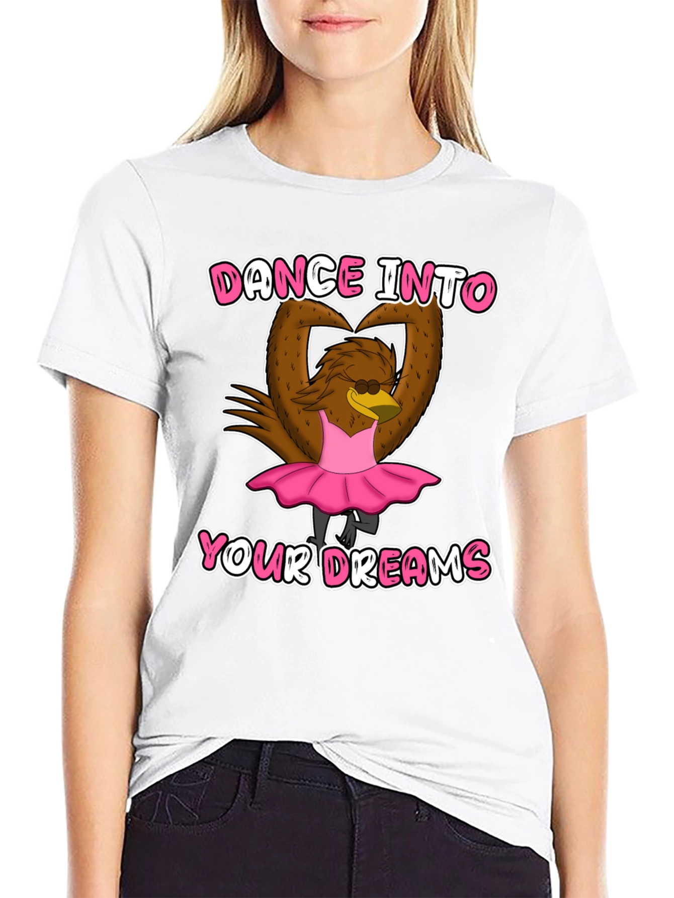 Dance Dreams T-Shirt: Ballerina Cartoon Bird Tee