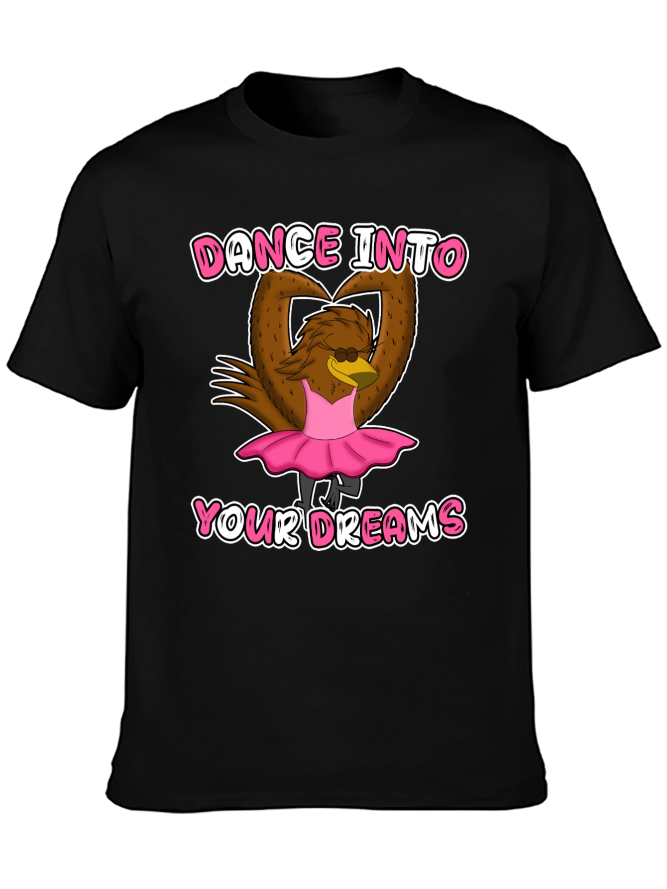 Dance Dreams T-Shirt: Ballerina Cartoon Bird Tee
