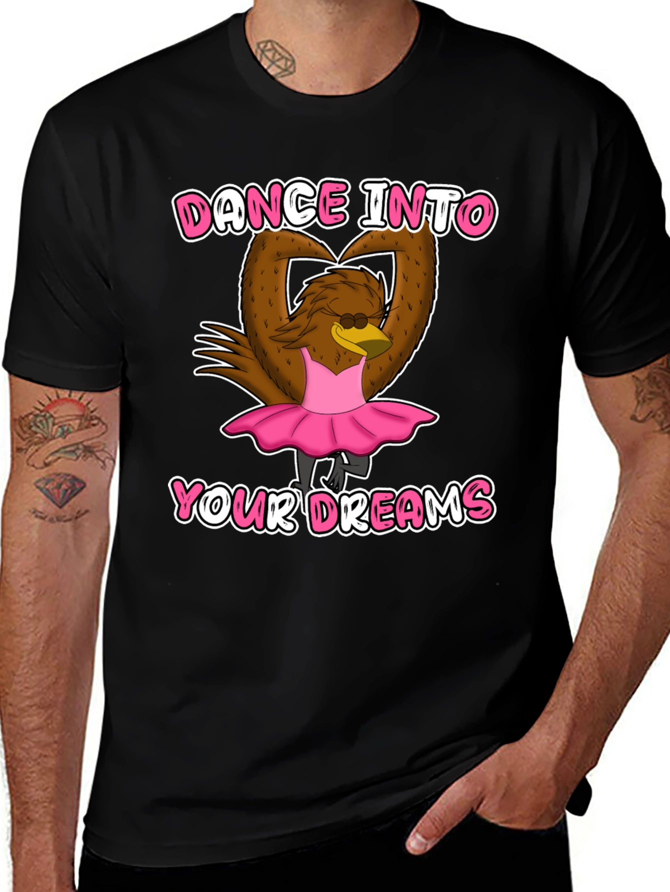Dance Dreams T-Shirt: Ballerina Cartoon Bird Tee