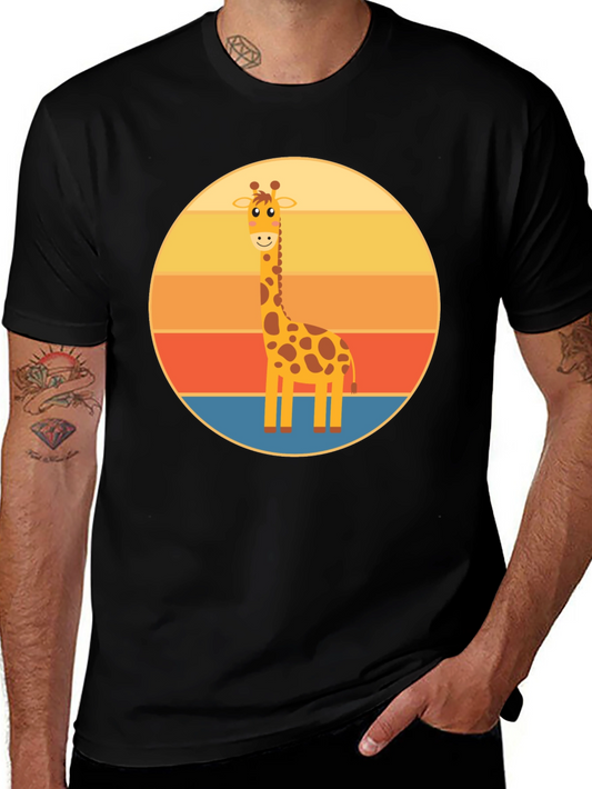 Giraffe Sunset T-Shirt - Cute Animal Design