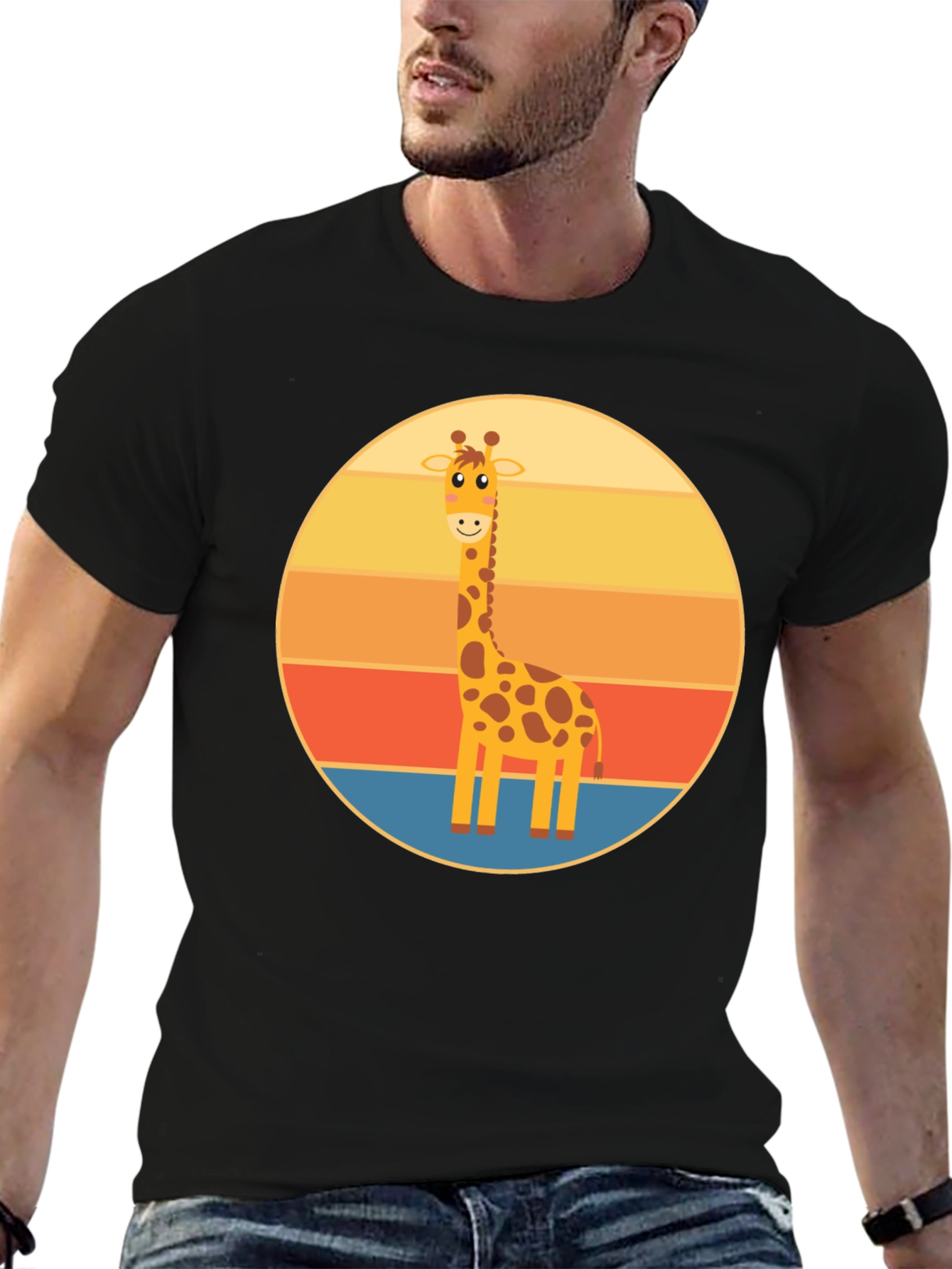 Giraffe Sunset T-Shirt - Cute Animal Design