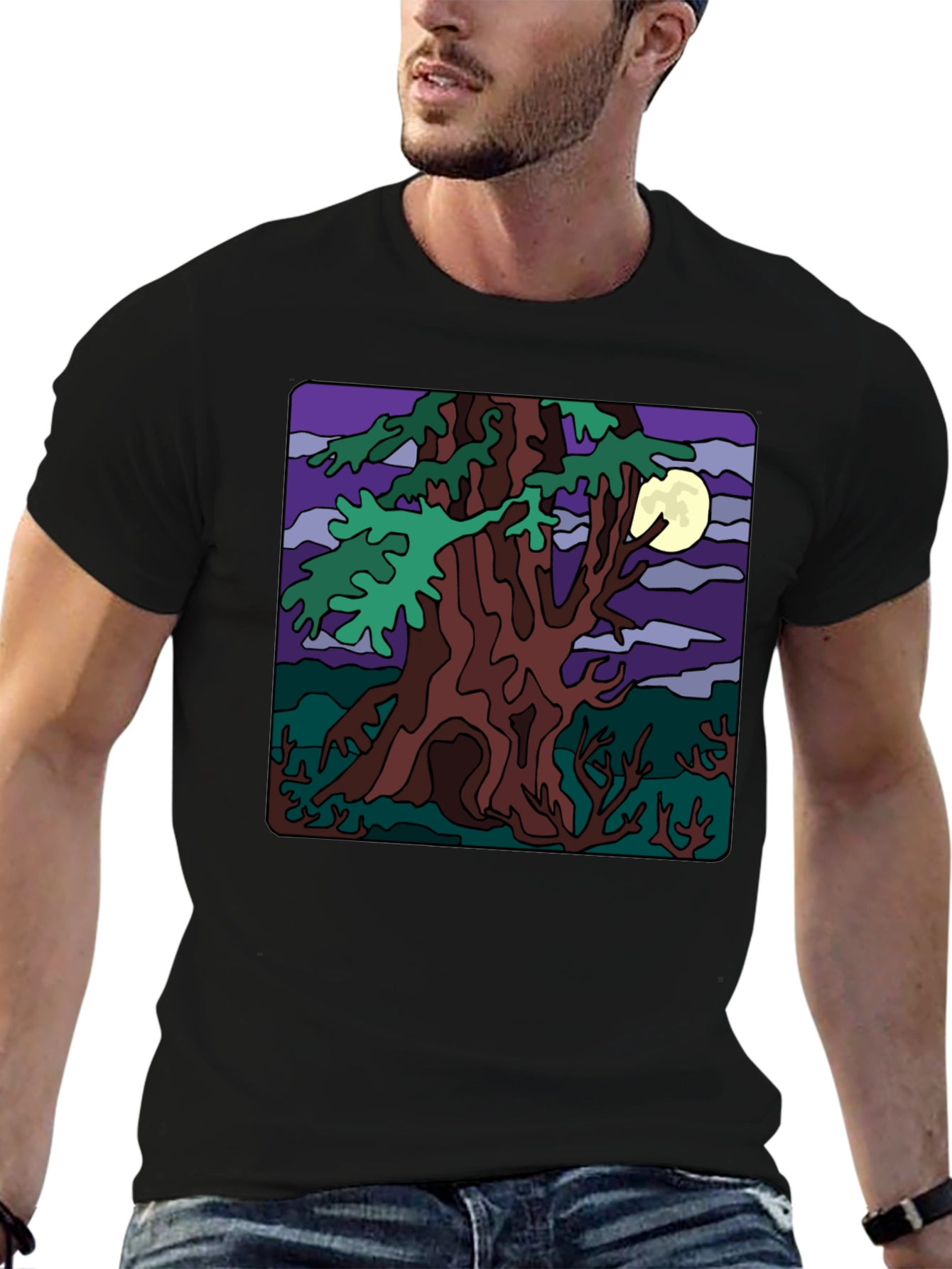 Mystic Night Tree Graphic T-Shirt