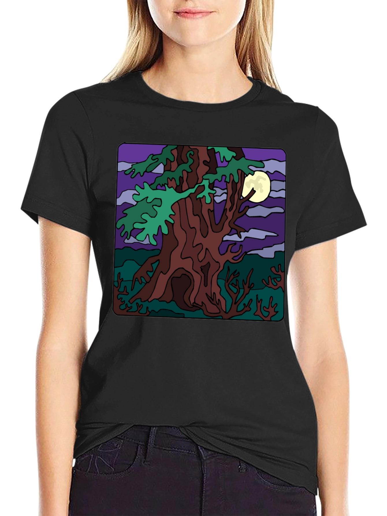 Mystic Night Tree Graphic T-Shirt