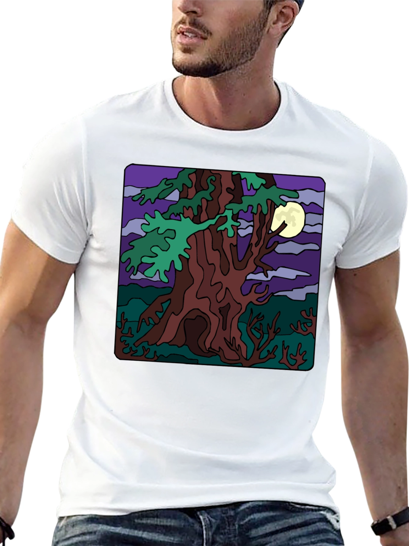 Mystic Night Tree Graphic T-Shirt