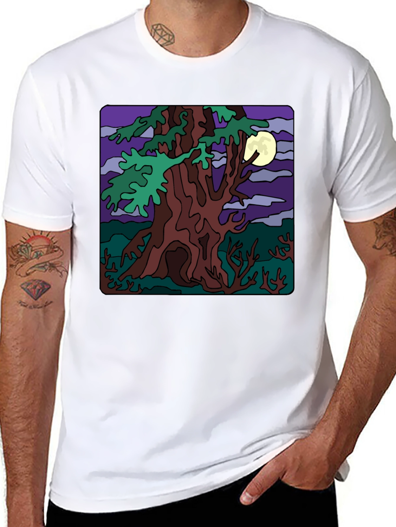 Mystic Night Tree Graphic T-Shirt