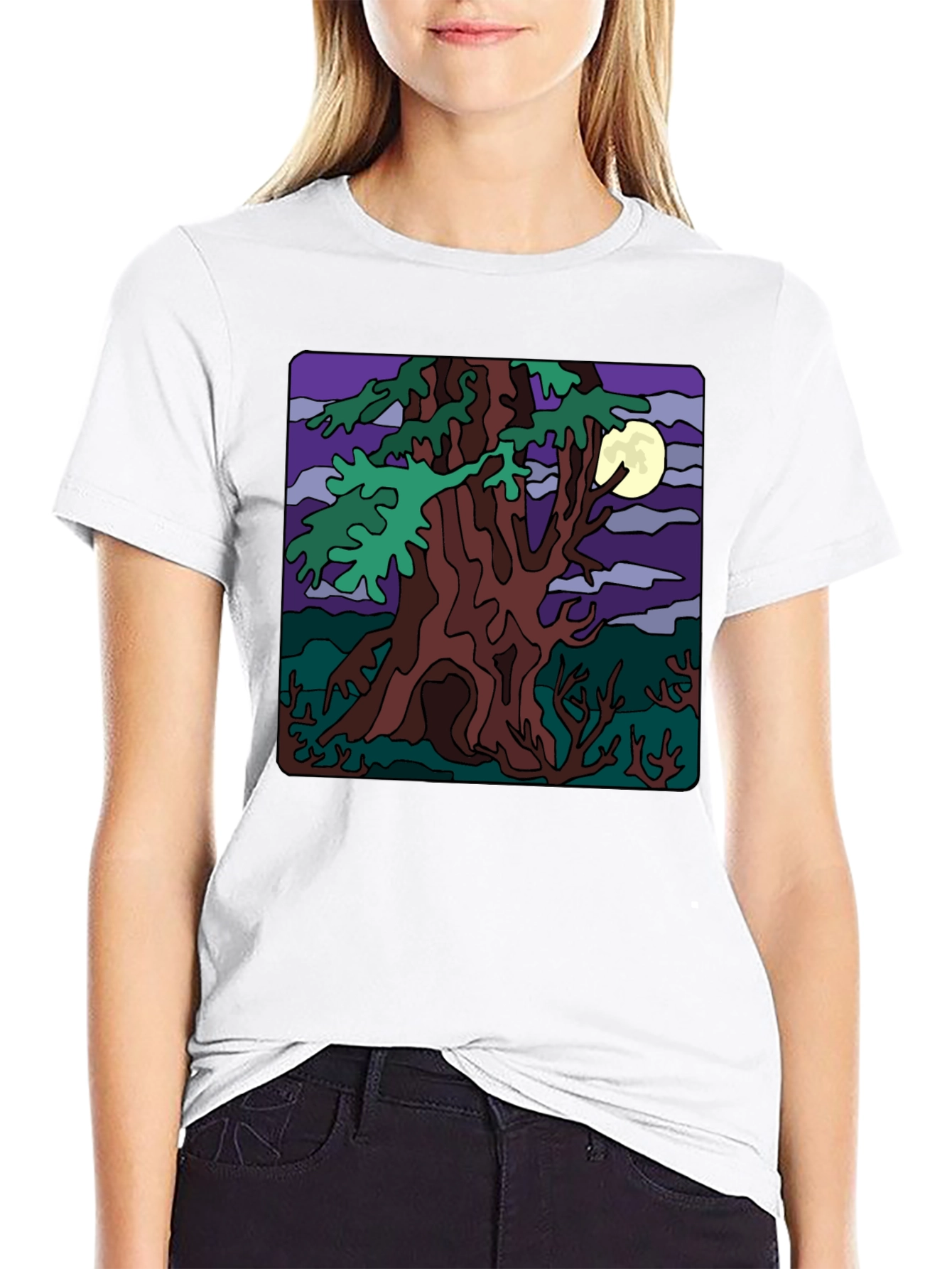 Mystic Night Tree Graphic T-Shirt