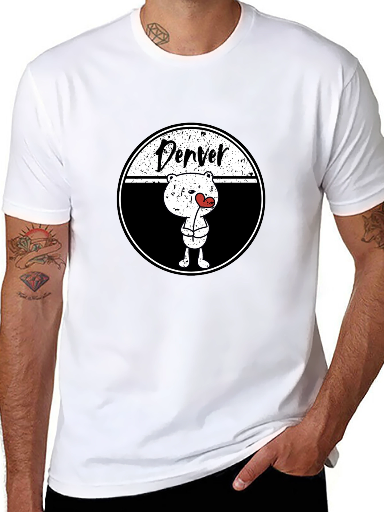 Denver Bear Heart Tee - Cute Graphic T-Shirt