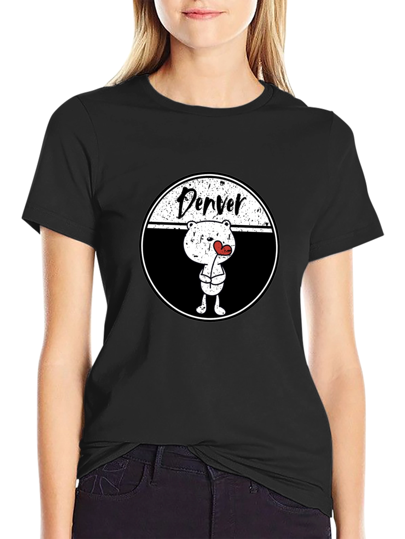 Denver Bear Heart Tee - Cute Graphic T-Shirt