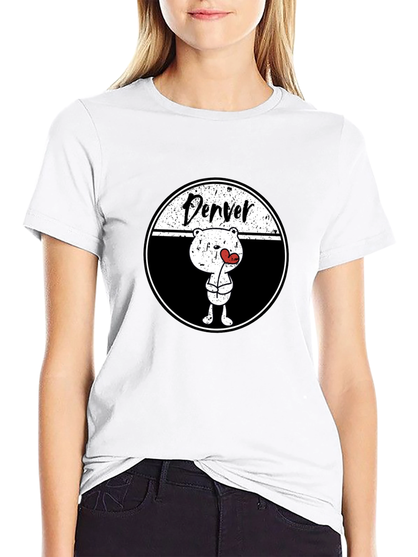 Denver Bear Heart Tee - Cute Graphic T-Shirt