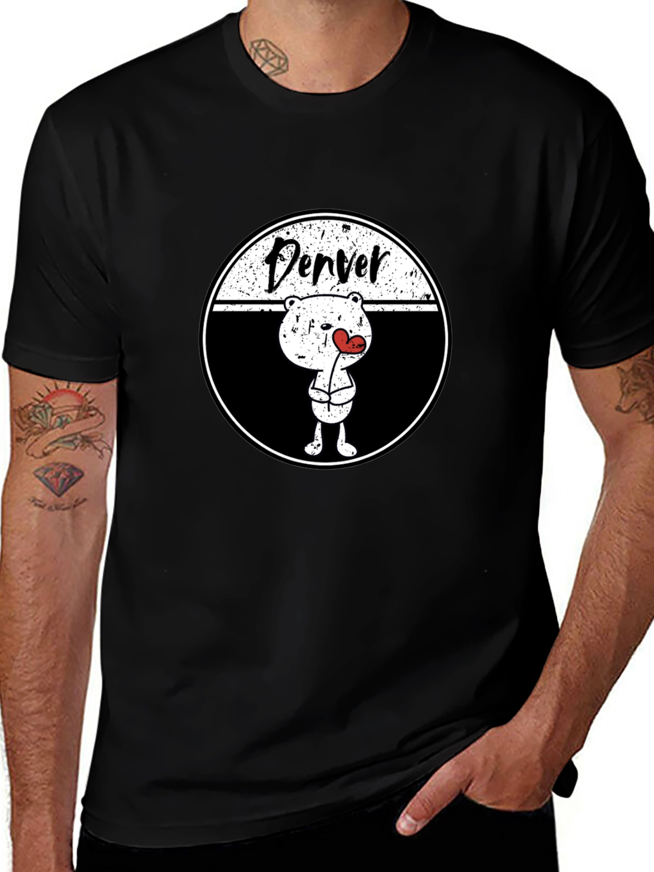 Denver Bear Heart Tee - Cute Graphic T-Shirt