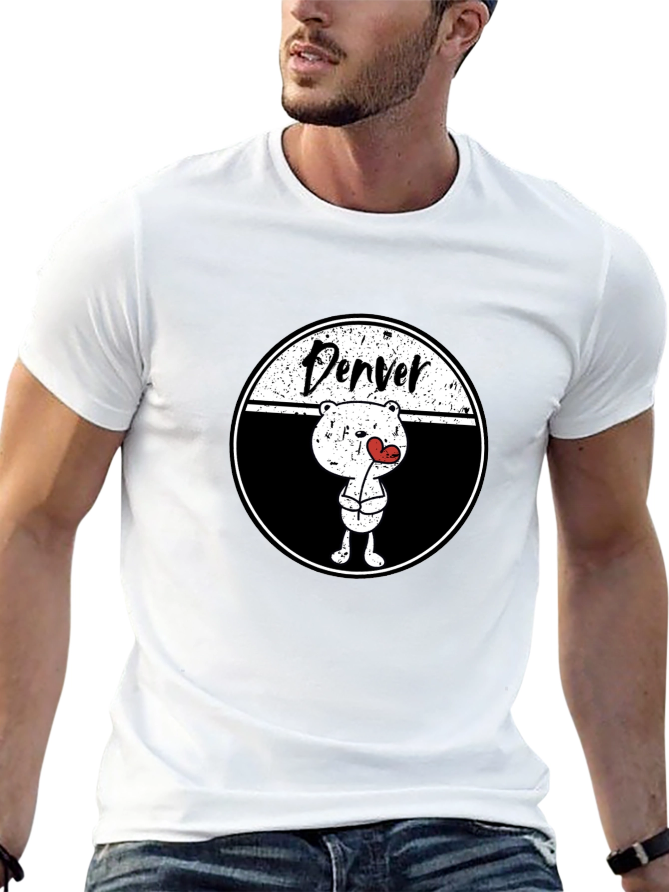 Denver Bear Heart Tee - Cute Graphic T-Shirt