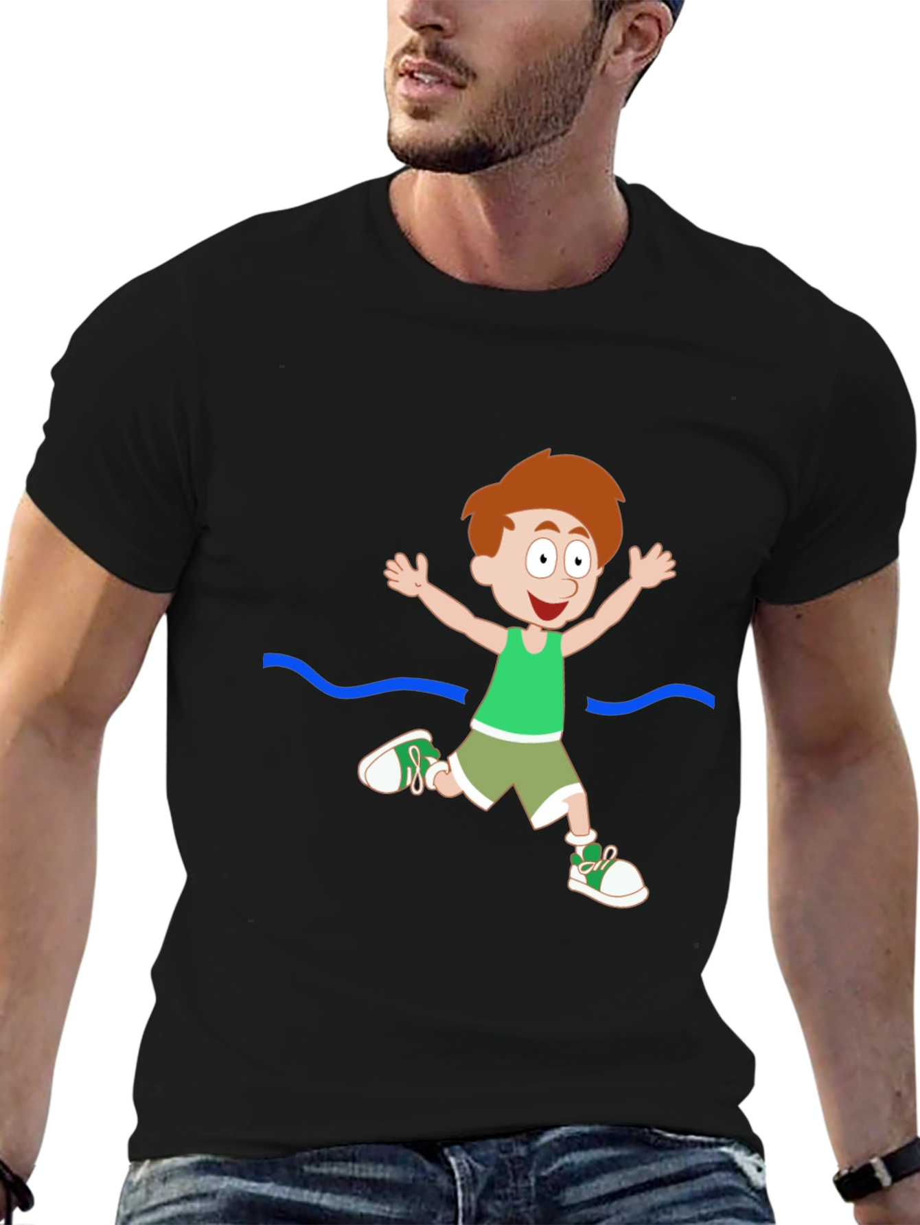 Cartoon Boy Black T-Shirt