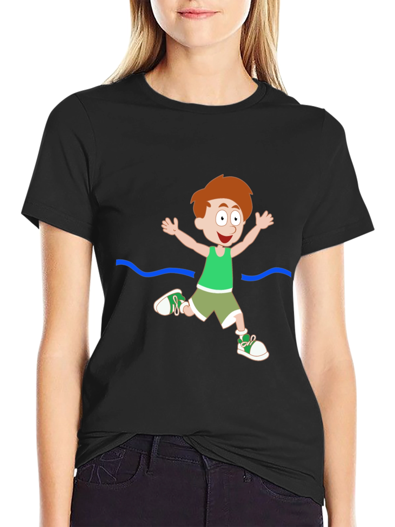 Cartoon Boy Black T-Shirt