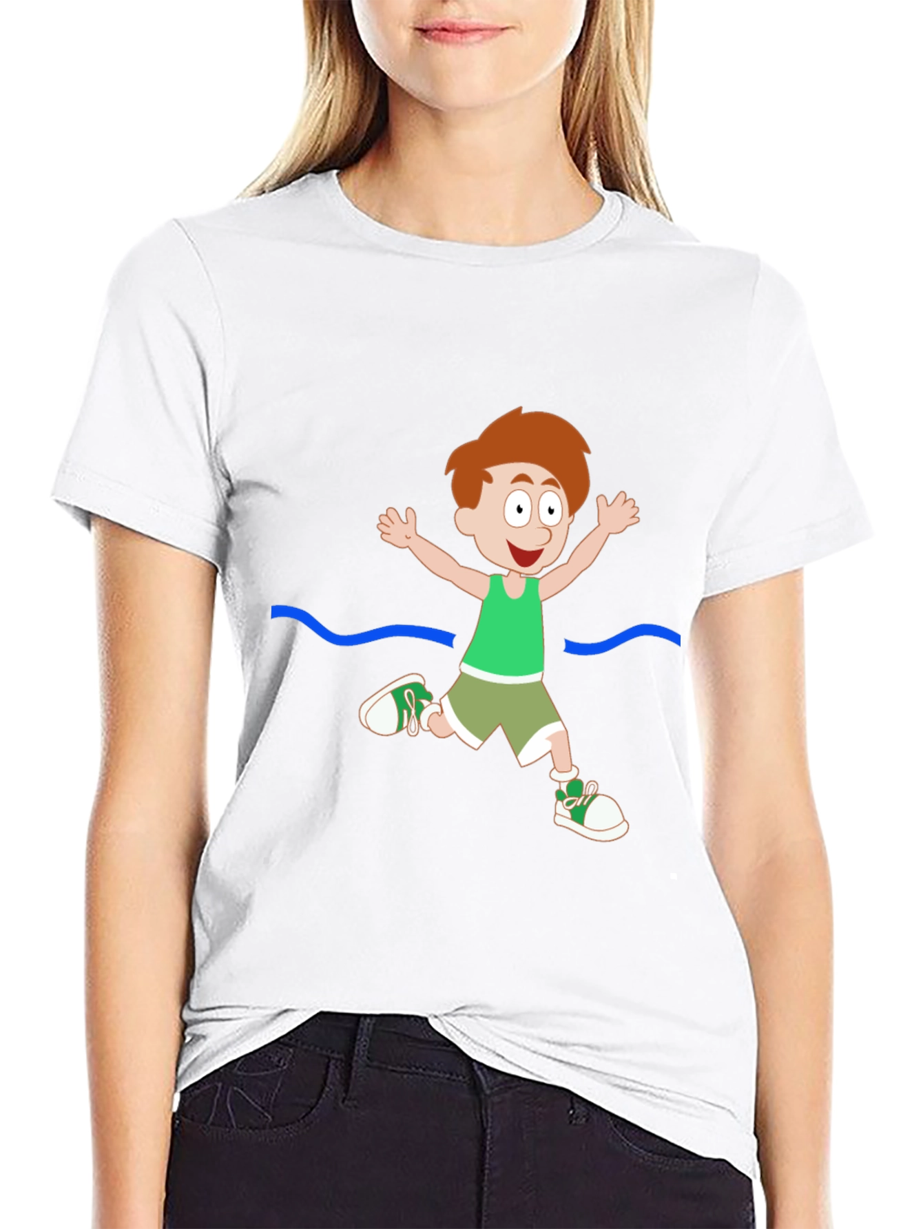 Cartoon Boy Black T-Shirt