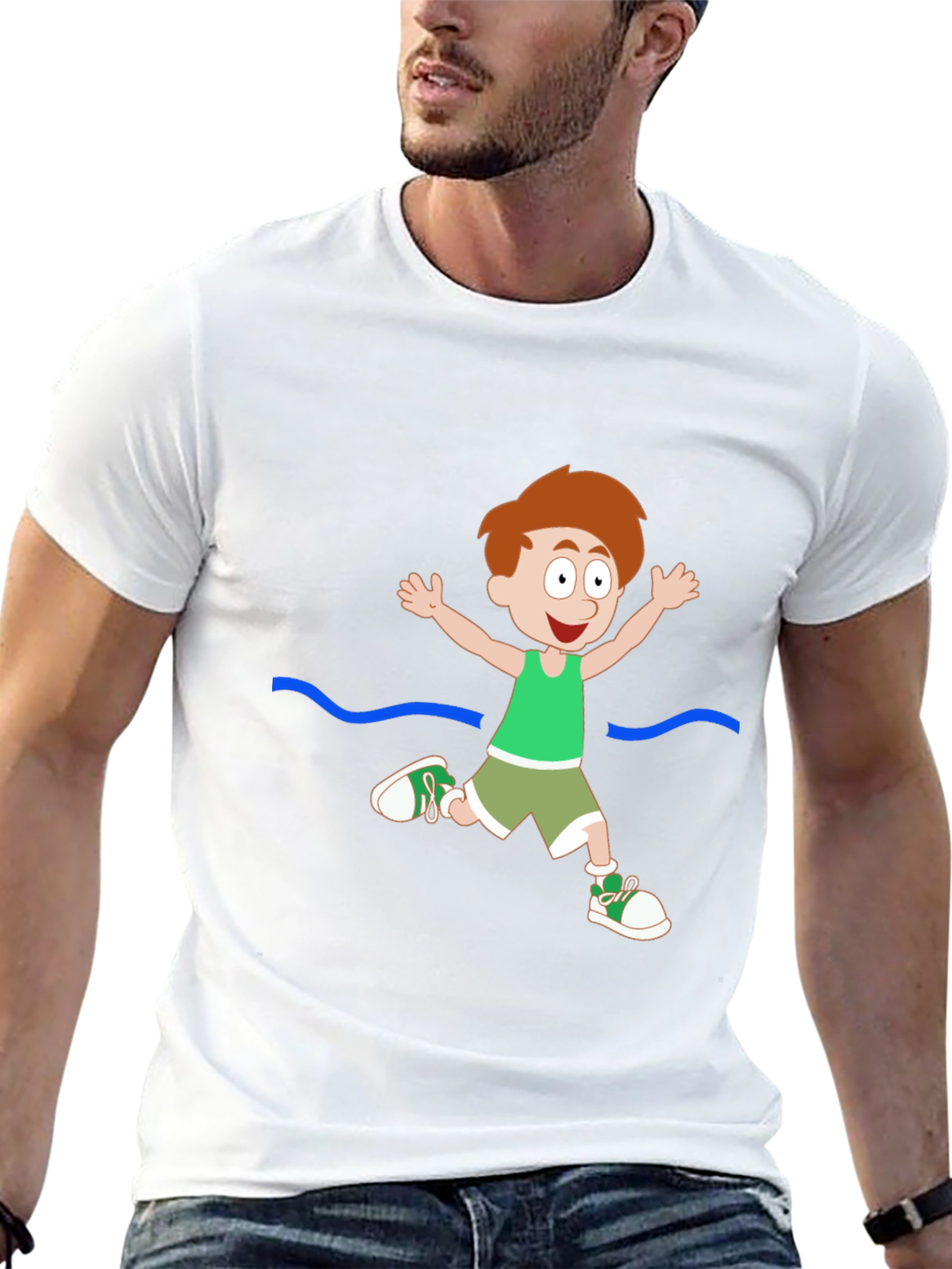 Cartoon Boy Black T-Shirt