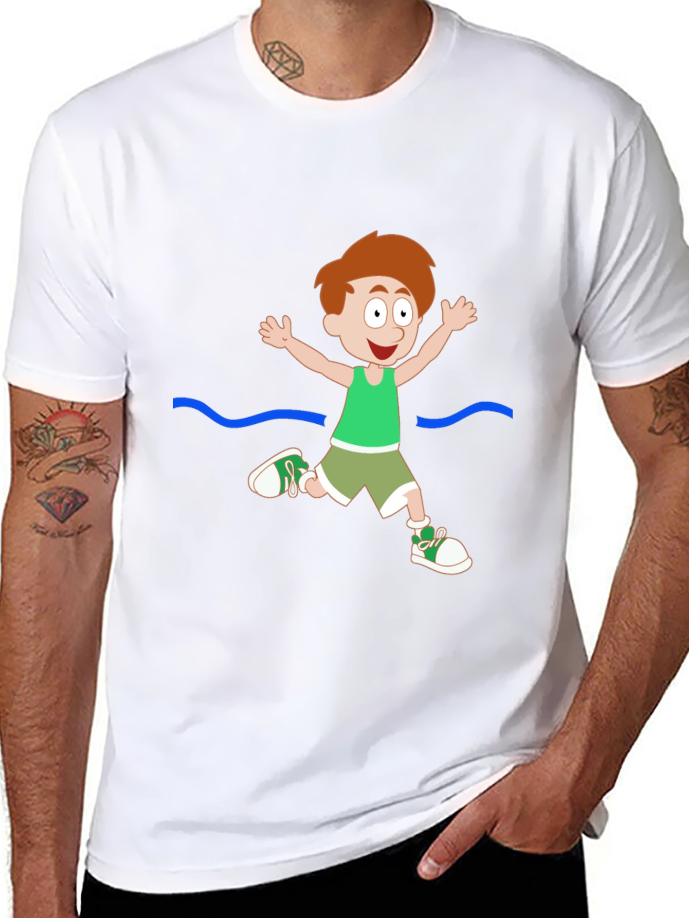 Cartoon Boy Black T-Shirt