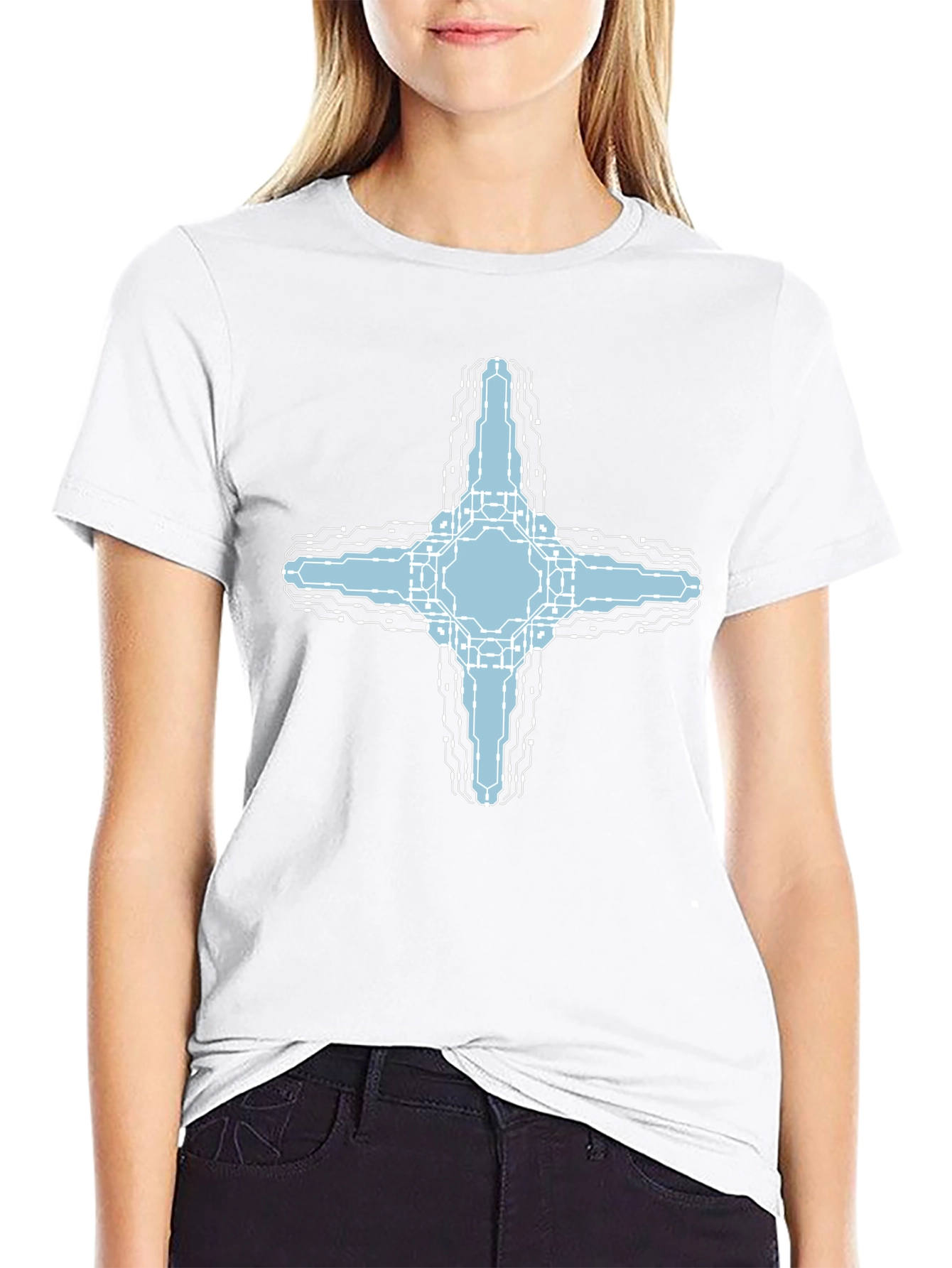 Cybernetic Cross T-Shirt - Tech Inspired Graphic Tee