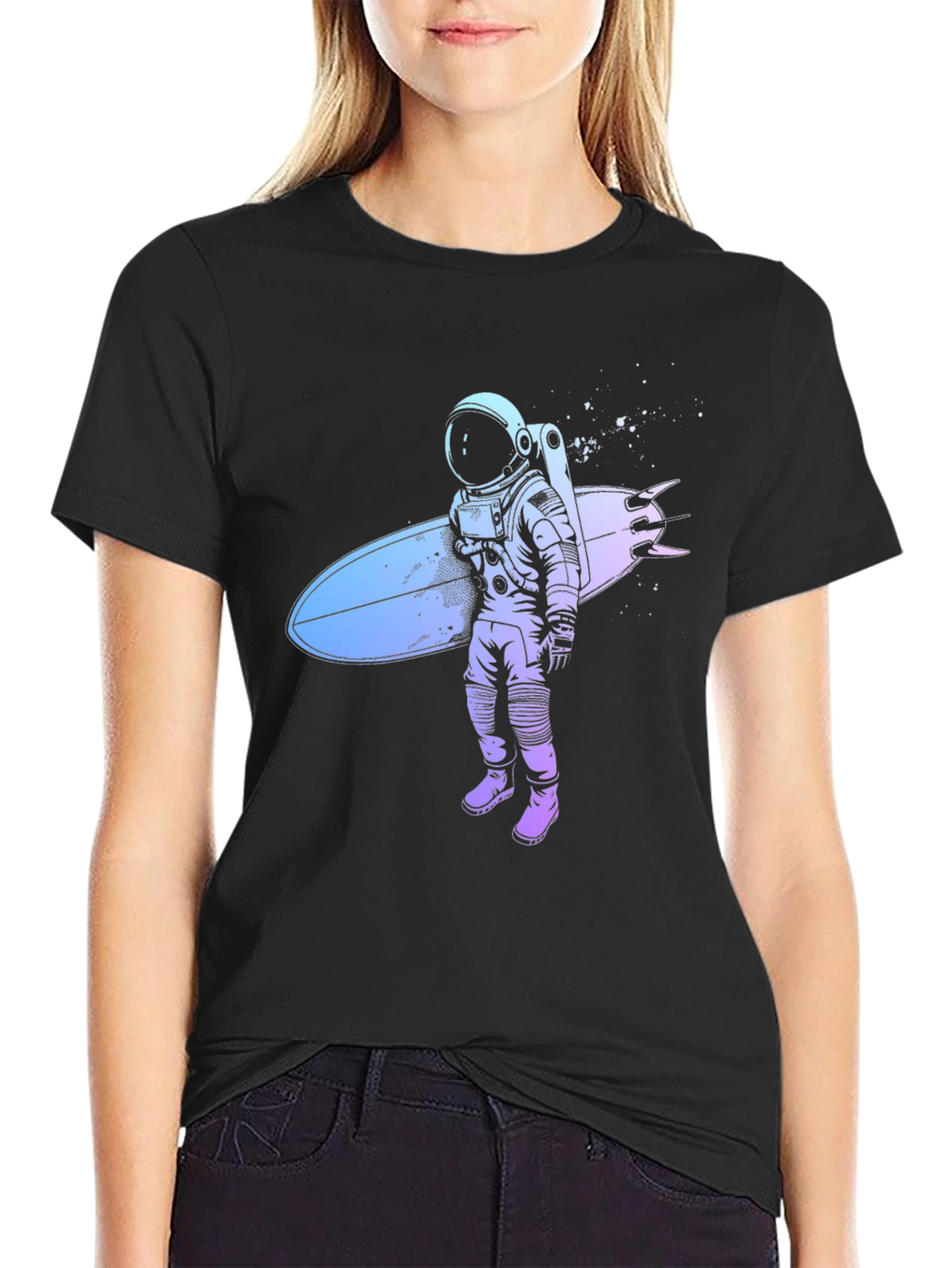 Astronaut Surfer Graphic T-Shirt - Cool Space Design