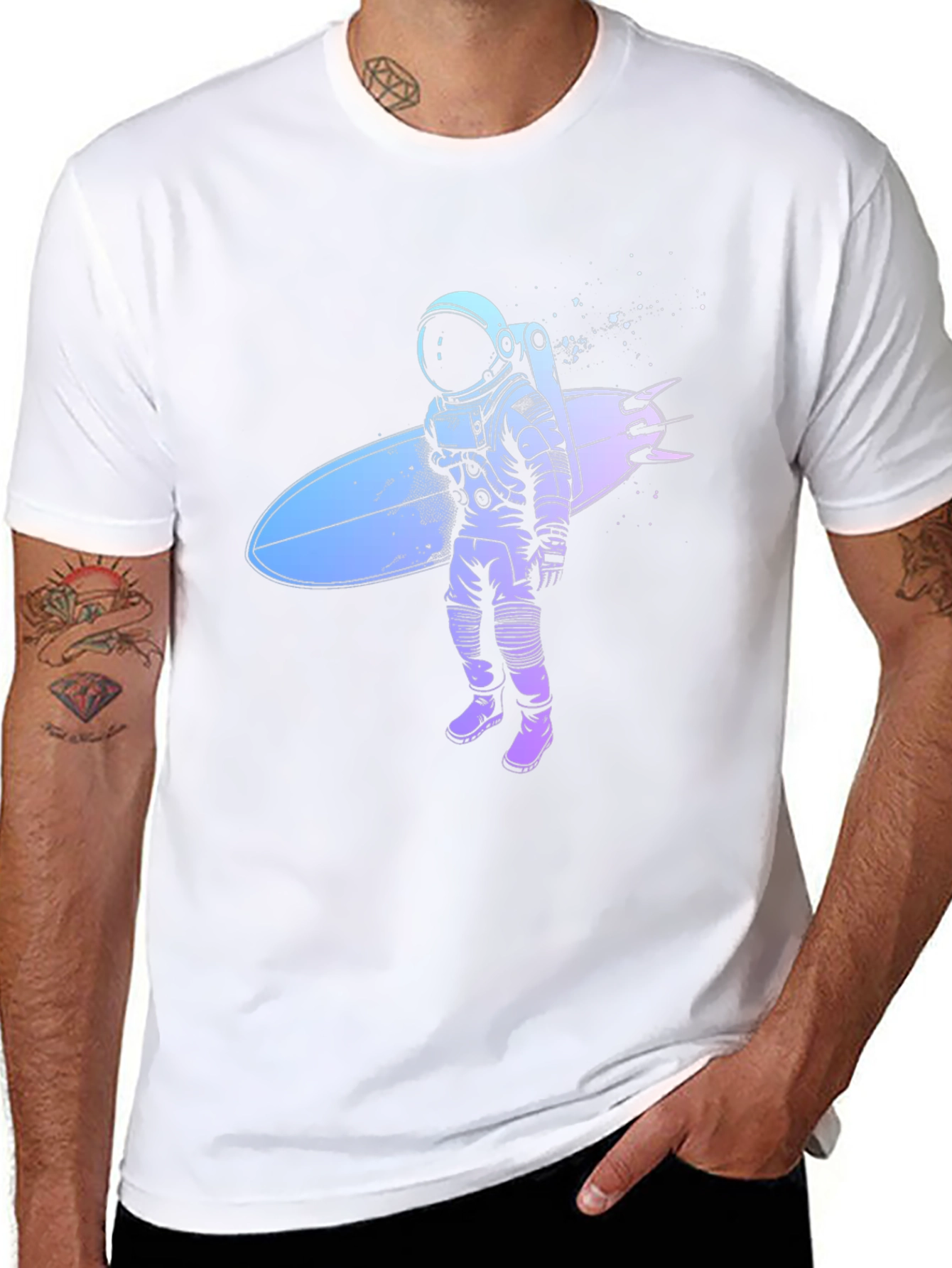 Astronaut Surfer Graphic T-Shirt - Cool Space Design