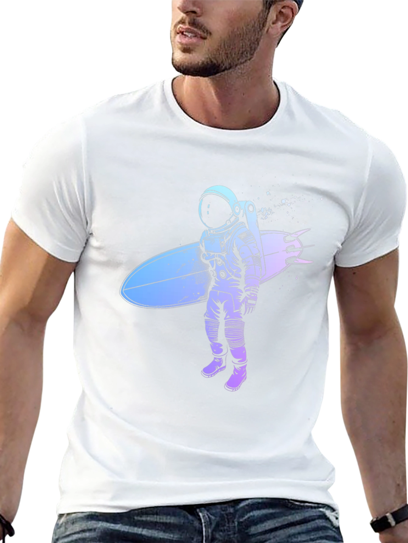 Astronaut Surfer Graphic T-Shirt - Cool Space Design