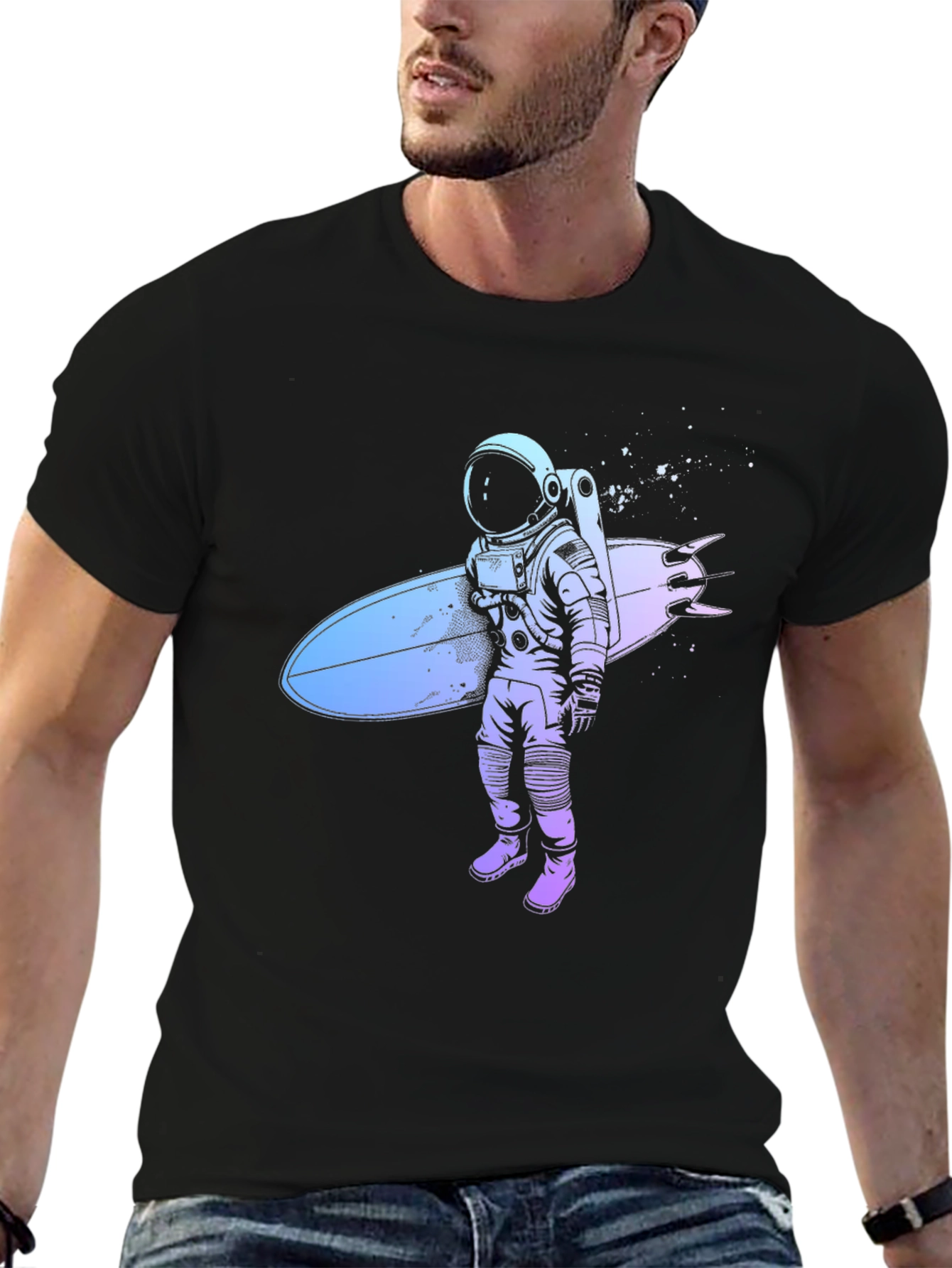 Astronaut Surfer Graphic T-Shirt - Cool Space Design